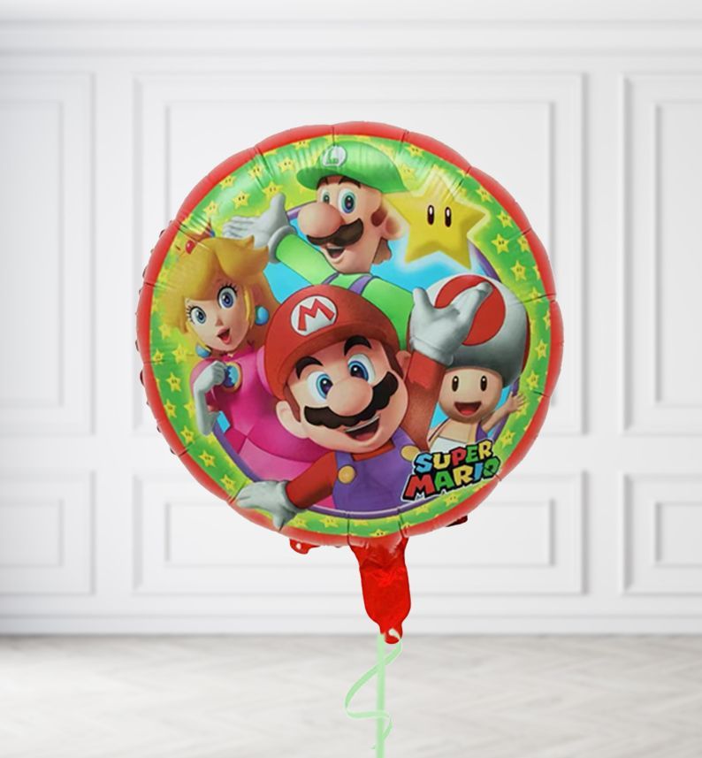 Super Mario Friends Round Balloons, Build a Helium Filled Bunch: No Extras, Supersize Bunch: No Extras