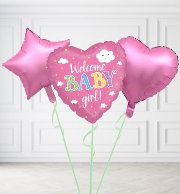 Welcome Baby Girl Balloons