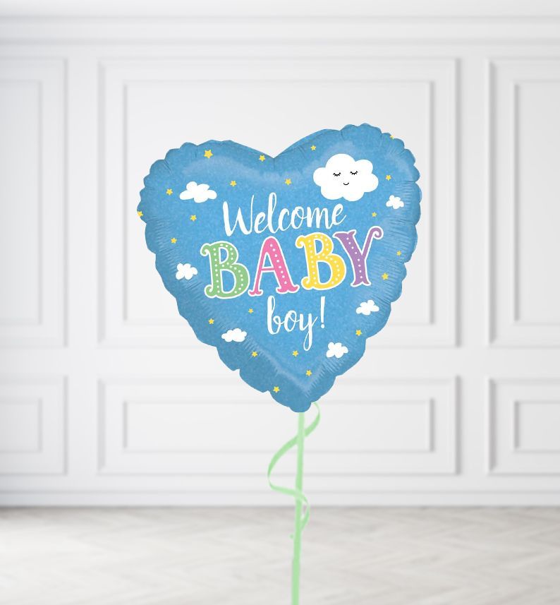 Welcome Baby Boy Balloons, Build a Helium Filled Bunch: No Extras, Supersize Bunch: No Extras