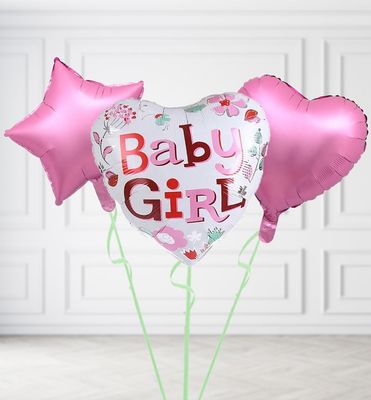 Baby Girl Heart Balloons