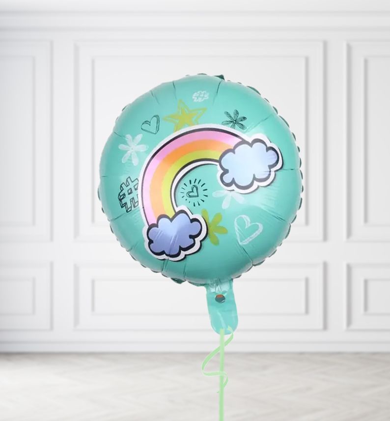 Teal Rainbow Balloons, Build a Helium Filled Bunch: No Extras, Supersize Bunch: No Extras