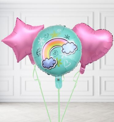 Blue Rainbow Happy Birthday Balloons