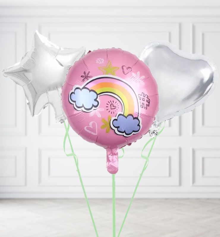 Pink Rainbow Happy Birthday Balloons