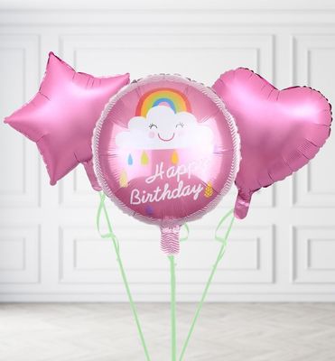 Pink Cloud Happy Birthday Balloons