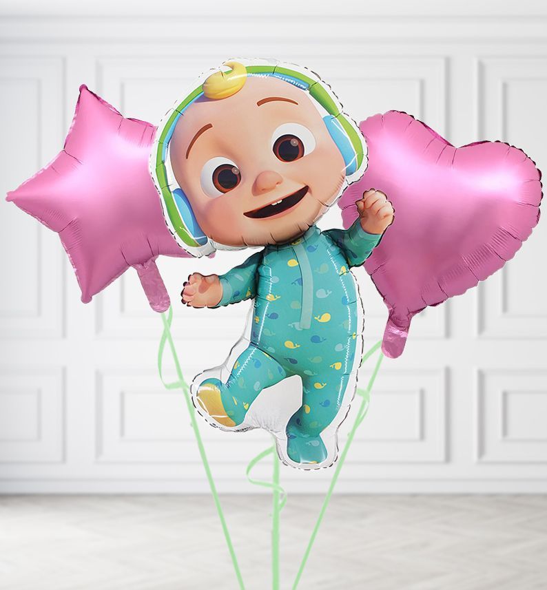 Cocomelon Baby JJ Balloons, Build a Helium Filled Bunch: Add 2 balloons, Supersize Bunch: No Extras, Colour Theme: Match with Centrepiece