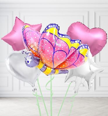 Pink and Purple Butterfly Balloons