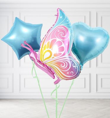 Pink and Blue Butterfly Balloons