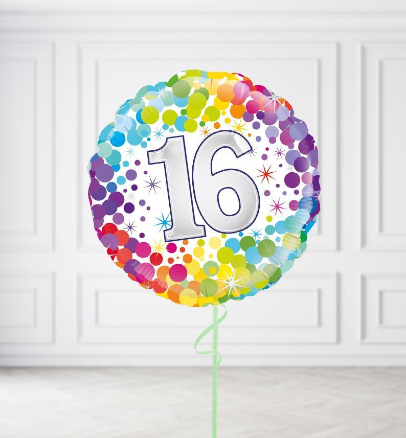 Happy 16th Birthday Confetti Balloons, Build a Helium Filled Bunch: No Extras, Supersize Bunch: No Extras