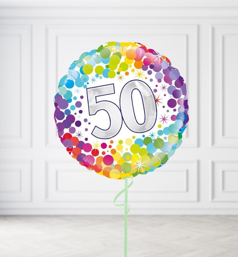Happy 50th Birthday Confetti Balloons, Build a Helium Filled Bunch: No Extras, Supersize Bunch: No Extras