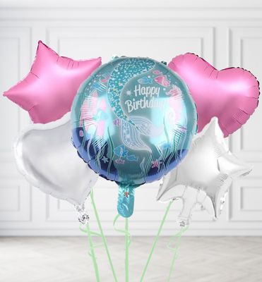 Teal Mermaid Happy Birthday Balloons