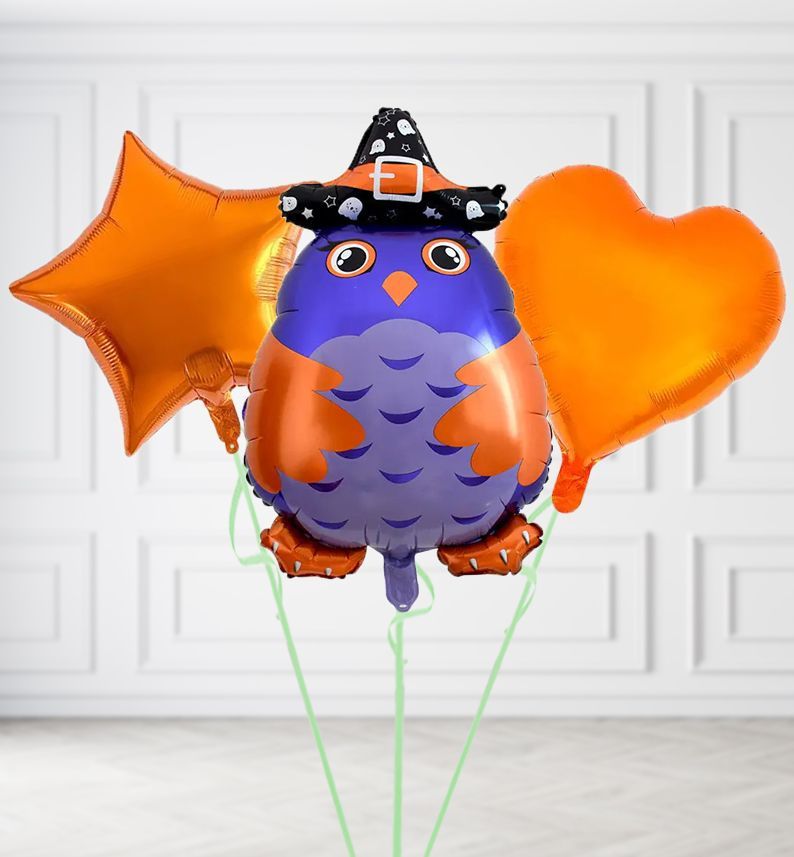Purple Owl Balloons, Build a Helium Filled Bunch: Add 2 balloons, Supersize Bunch: No Extras, Colour Theme: Match with Centrepiece