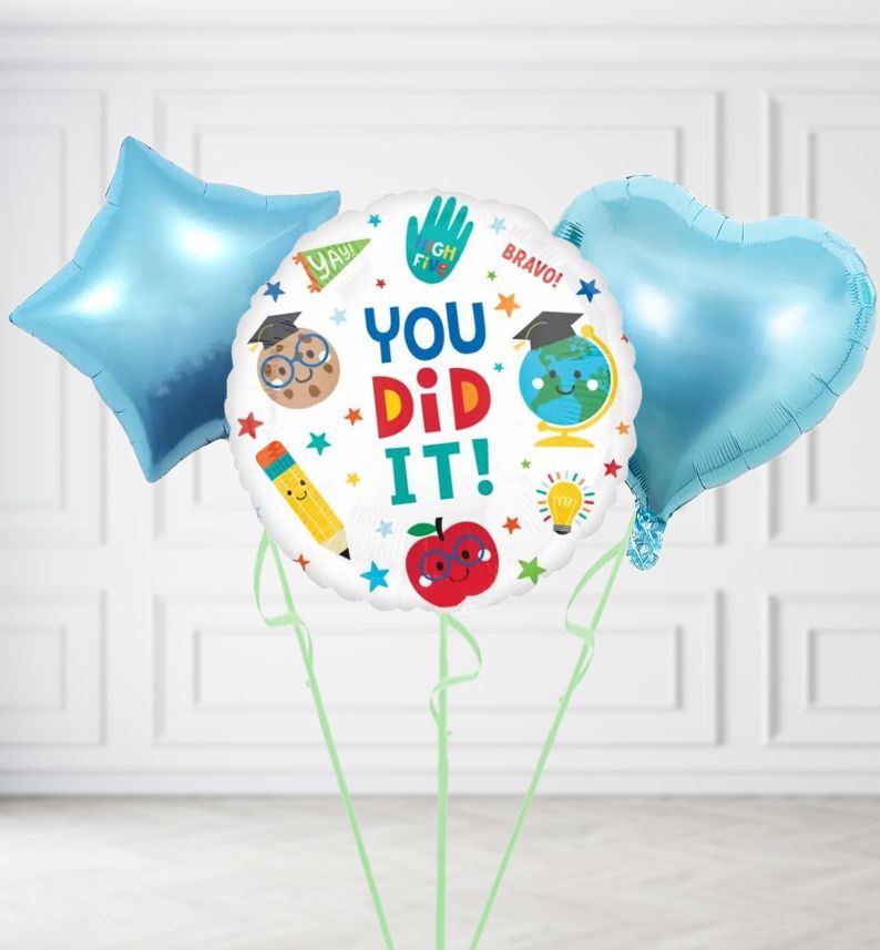 You Did It Balloons, Build a Helium Filled Bunch: Add 2 balloons, Supersize Bunch: No Extras, Colour Theme: Match with Centrepiece