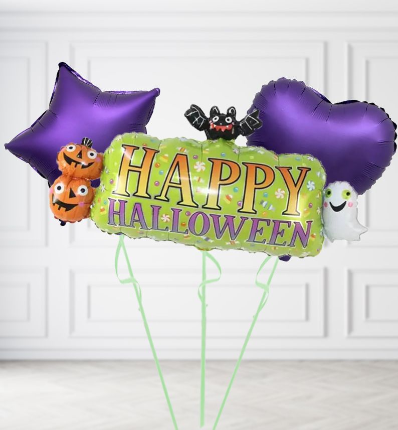 XL Happy Halloween Banner Balloons, Build a Helium Filled Bunch: Add 2 balloons, Supersize Bunch: No Extras, Colour Theme: Match with Centrepiece