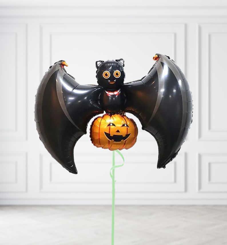 Flying Bat with Pumpkin Balloons, Build a Helium Filled Bunch: No Extras, Supersize Bunch: No Extras