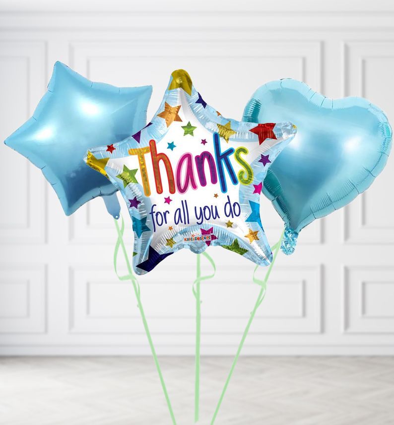 Thanks Balloons, Build a Helium Filled Bunch: Add 2 balloons, Supersize Bunch: No Extras, Colour Theme: Match with Centrepiece