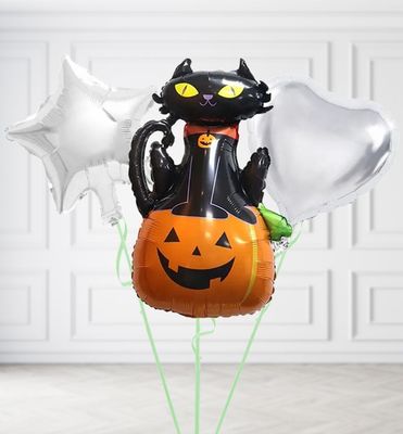 Black Cat and Pumpkin Balloons