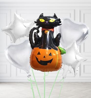 Black Cat and Pumpkin Balloons
