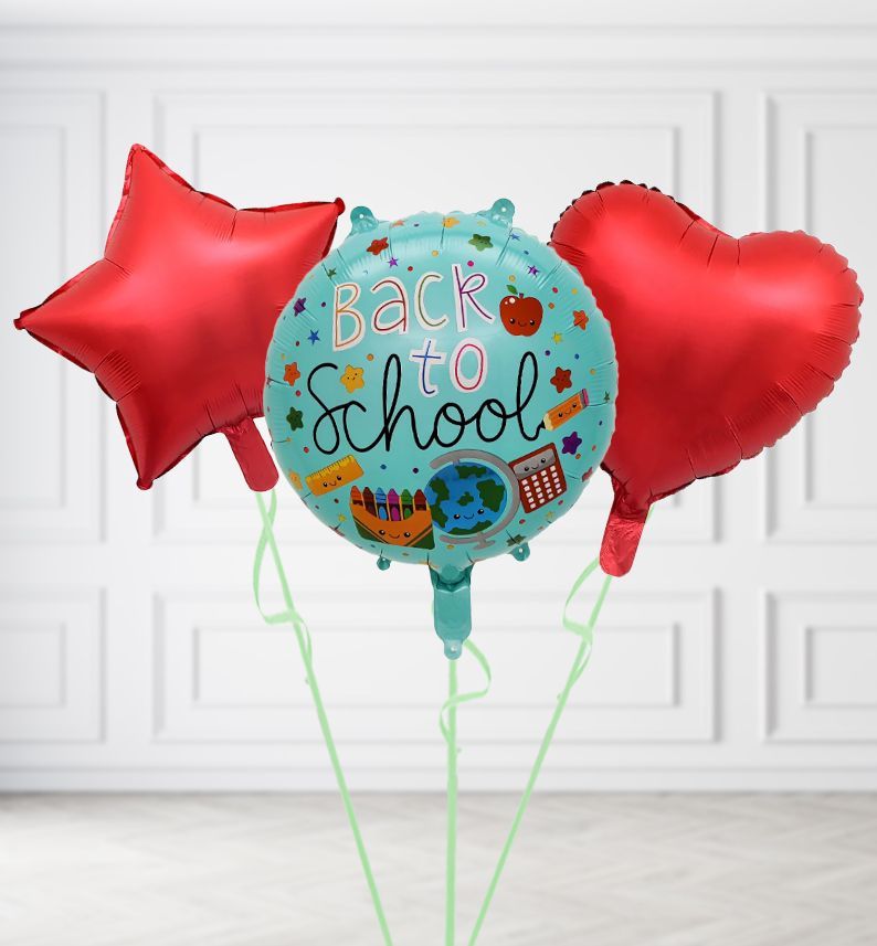 Back To School Round Balloons, Build a Helium Filled Bunch: Add 2 balloons, Supersize Bunch: No Extras, Colour Theme: Match with Centrepiece
