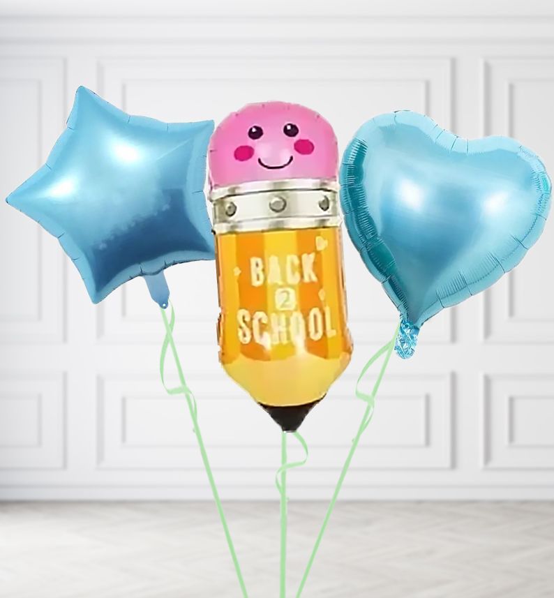 Pencil Balloons, Build a Helium Filled Bunch: Add 2 balloons, Supersize Bunch: No Extras, Colour Theme: Match with Centrepiece