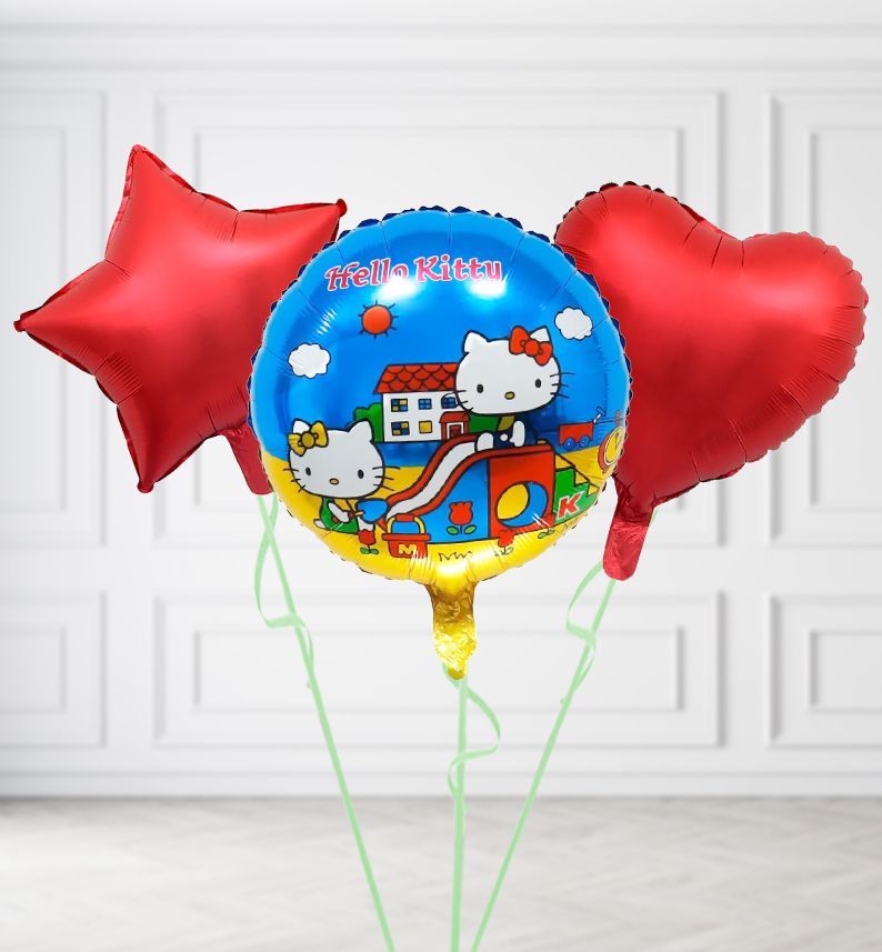 Hello Kitty Playday Balloons, Build a Helium Filled Bunch: Add 2 balloons, Supersize Bunch: No Extras, Colour Theme: Match with Centrepiece