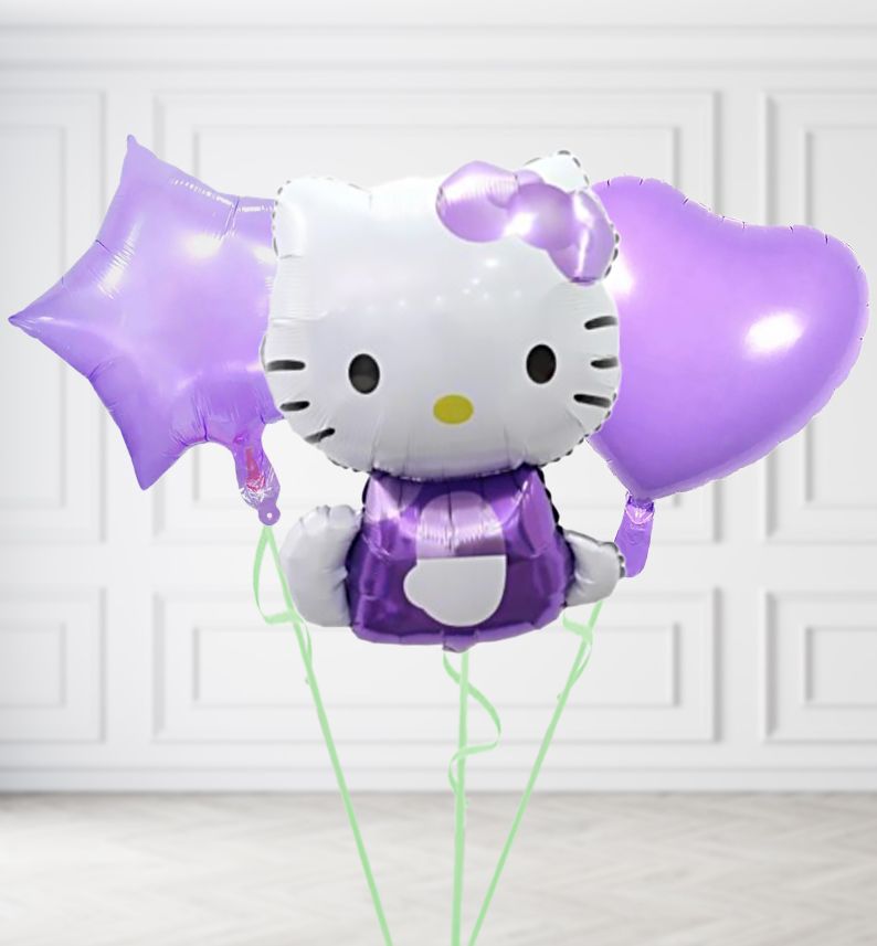 Purple Bow Hello Kitty Balloons, Build a Helium Filled Bunch: Add 2 balloons, Supersize Bunch: No Extras, Colour Theme: Match with Centrepiece