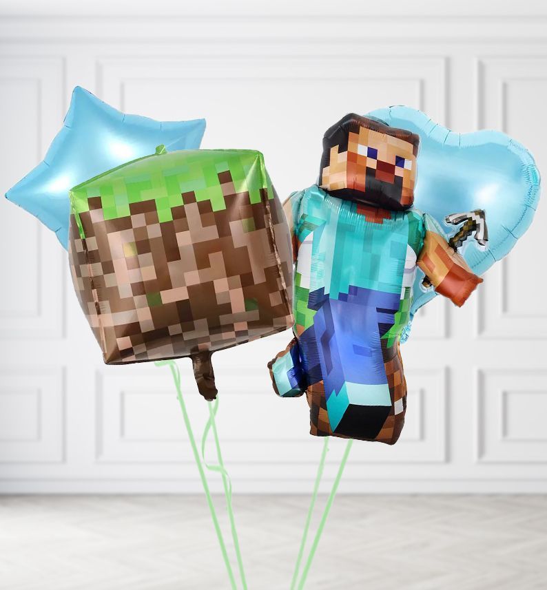 Minecraft Steve and Dirt Block Duo Balloons