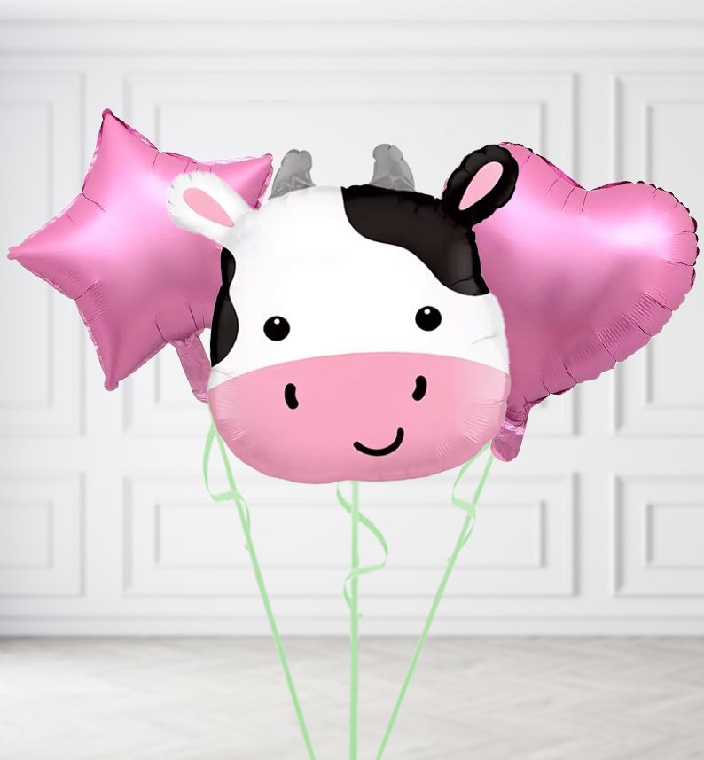 Cow Head Balloons, Build a Helium Filled Bunch: Add 2 balloons, Supersize Bunch: No Extras, Colour Theme: Match with Centrepiece