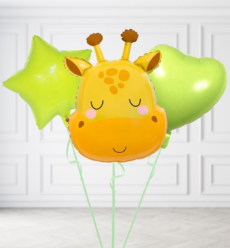 Giraffe Head Balloons, Build a Helium Filled Bunch: Add 2 balloons, Supersize Bunch: No Extras, Colour Theme: Match with Centrepiece