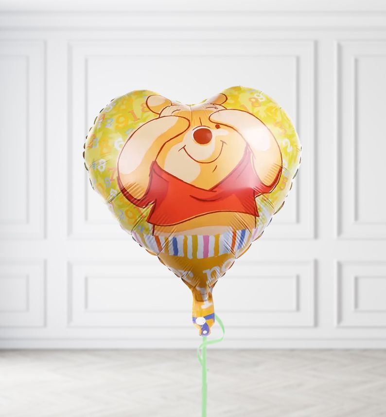 Pooh Bear Heart Balloons, Build a Helium Filled Bunch: No Extras, Supersize Bunch: No Extras