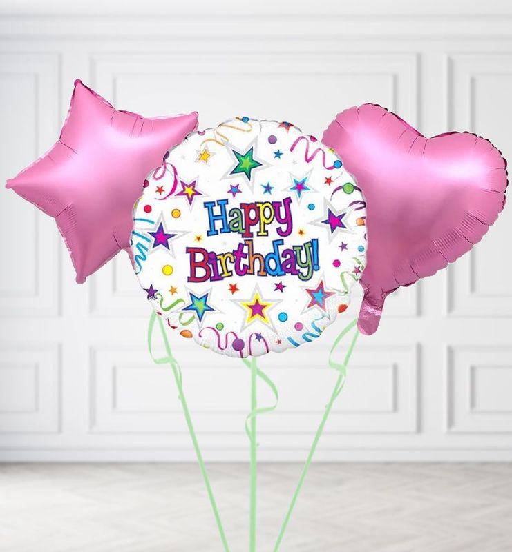 Happy Birthday Ribbon and Stars Balloons