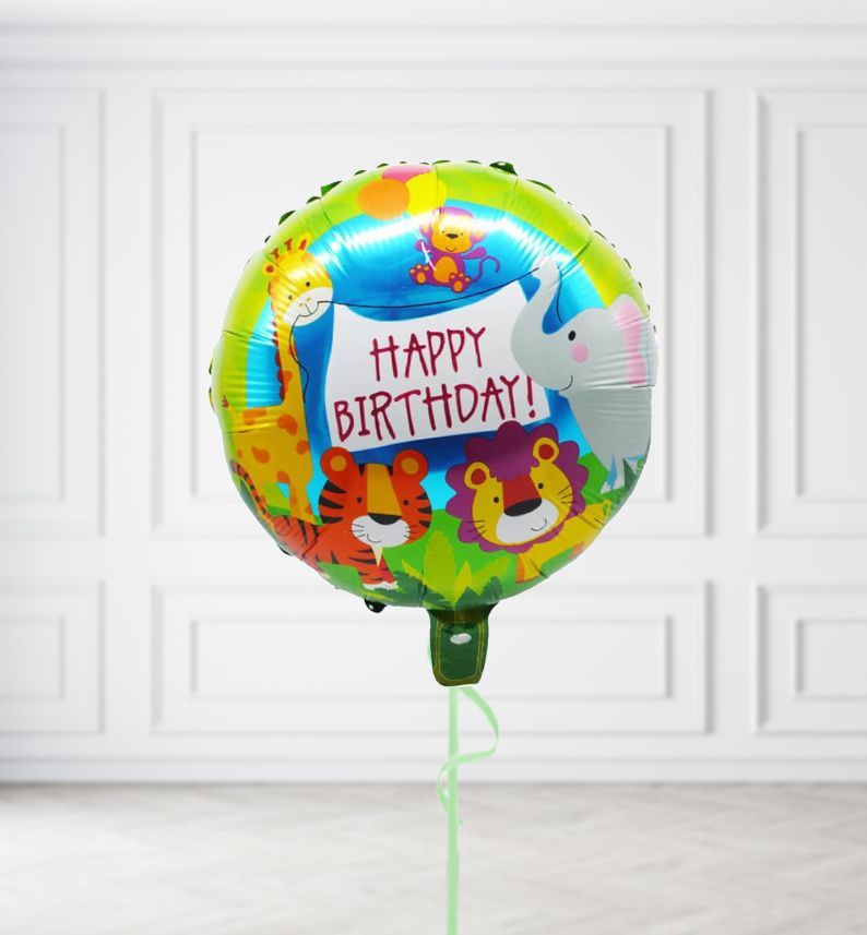 Happy Jungle Birthday Balloons, Build a Helium Filled Bunch: No Extras, Supersize Bunch: No Extras