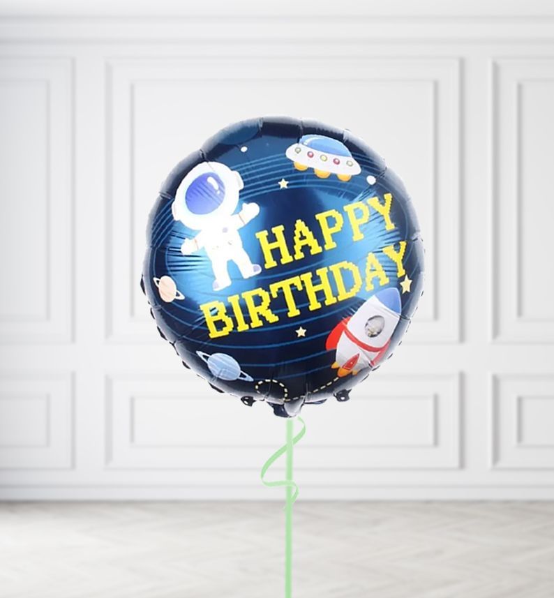 Happy Birthday Spaceman Balloons, Build a Helium Filled Bunch: No Extras, Supersize Bunch: No Extras