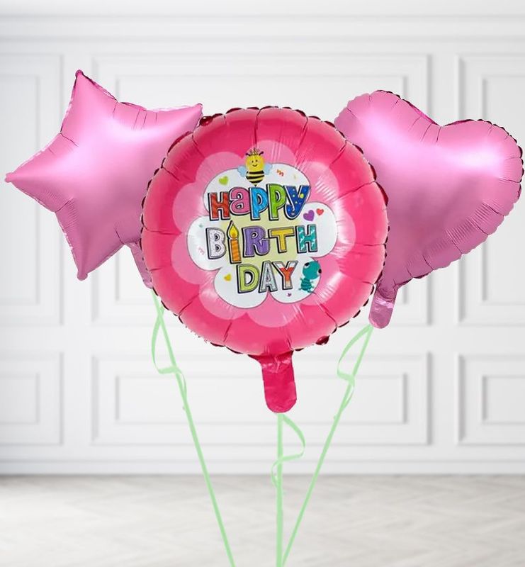 Pink Happy Birthday Bee Balloons Pink Happy Birthday Bee Balloons