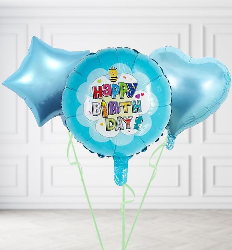 Blue Happy Birthday Bee Balloons Blue Happy Birthday Bee Balloons