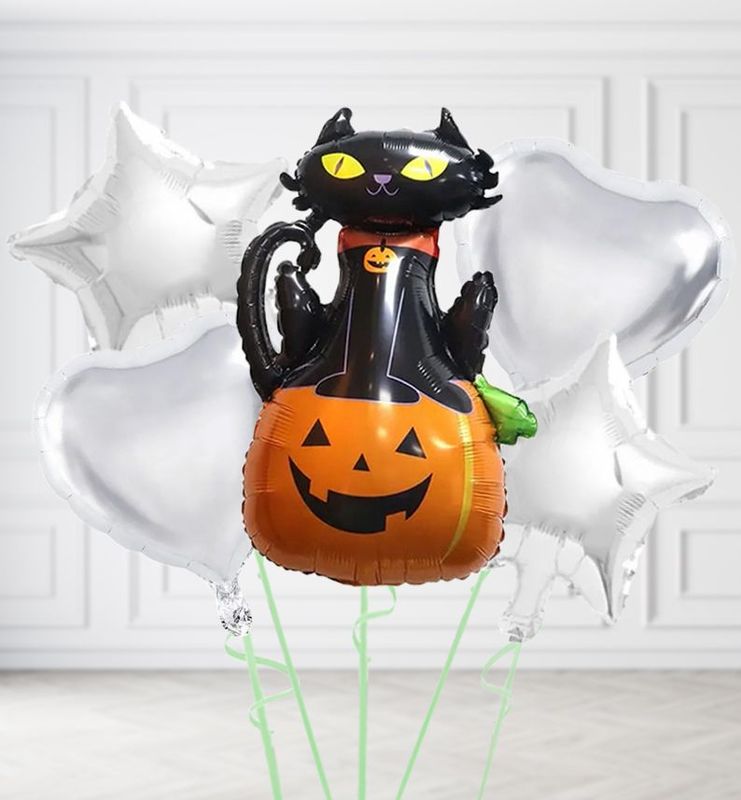 Black Cat and Pumpkin Balloons