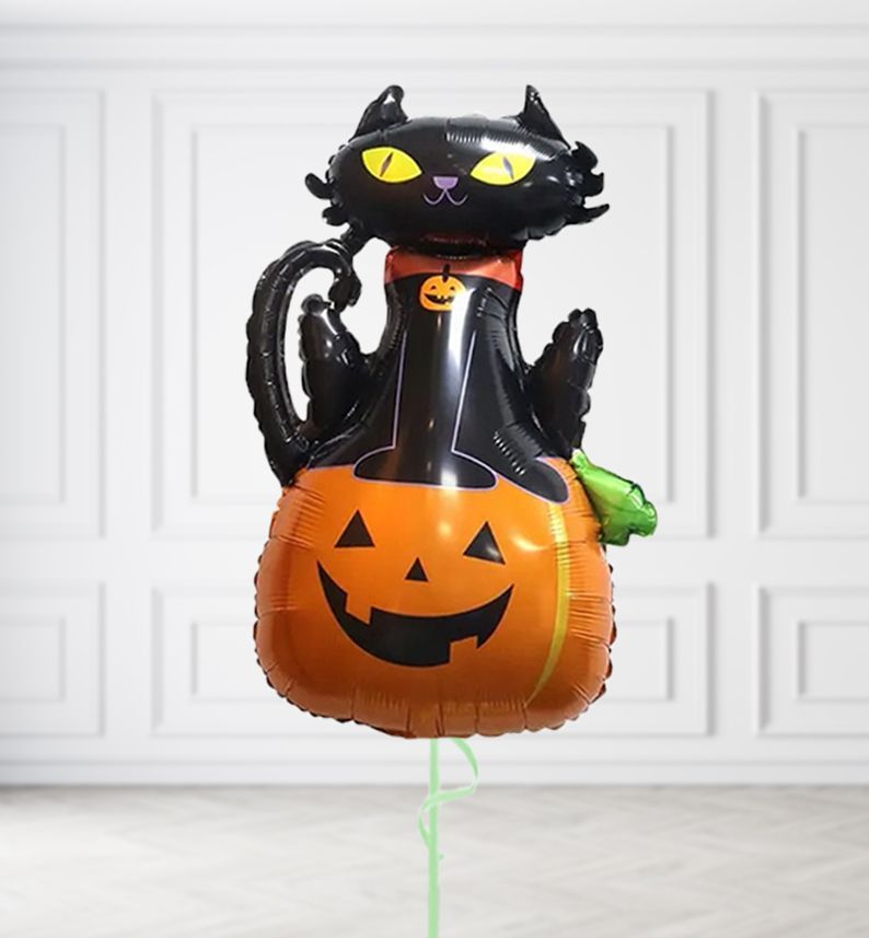 Black Cat and Pumpkin Balloons, Build a Helium Filled Bunch: No Extras, Build a Bouquet: No Extras