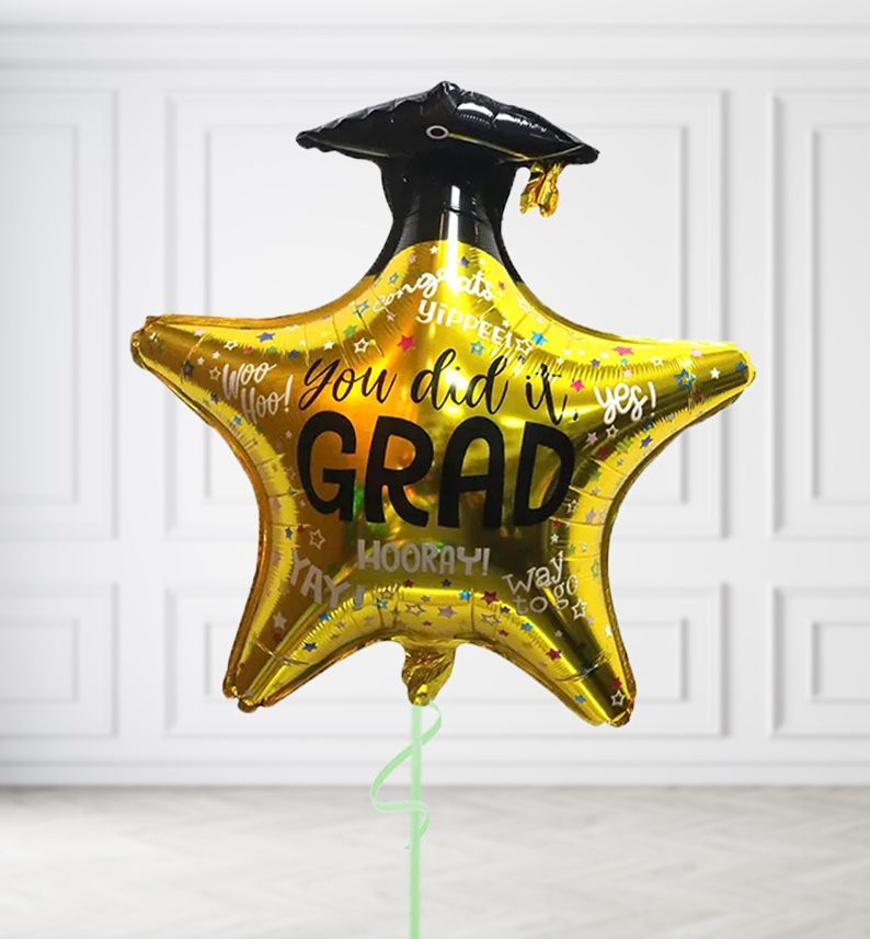 Gold Star with Hat Balloons