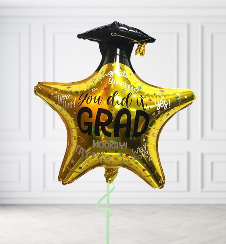Gold Star with Hat Balloons