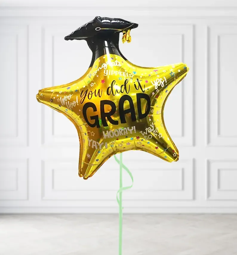 Gold Star with Hat Balloons Gold Star with Hat Balloons, Build a Helium Filled Bunch: No Extras, Build a Bouquet: No Extras