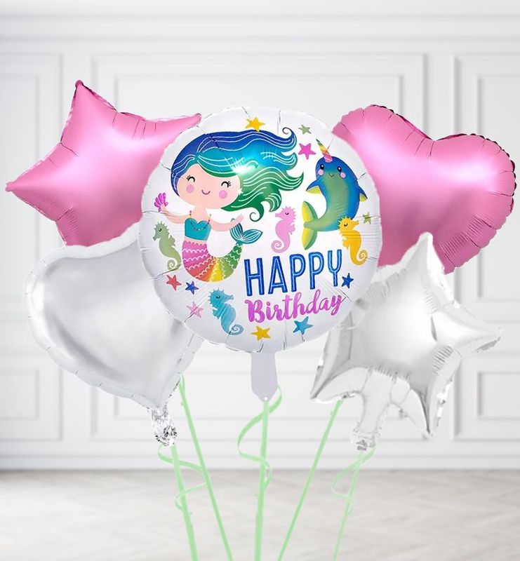 Happy Birthday Round Mermaid Balloons