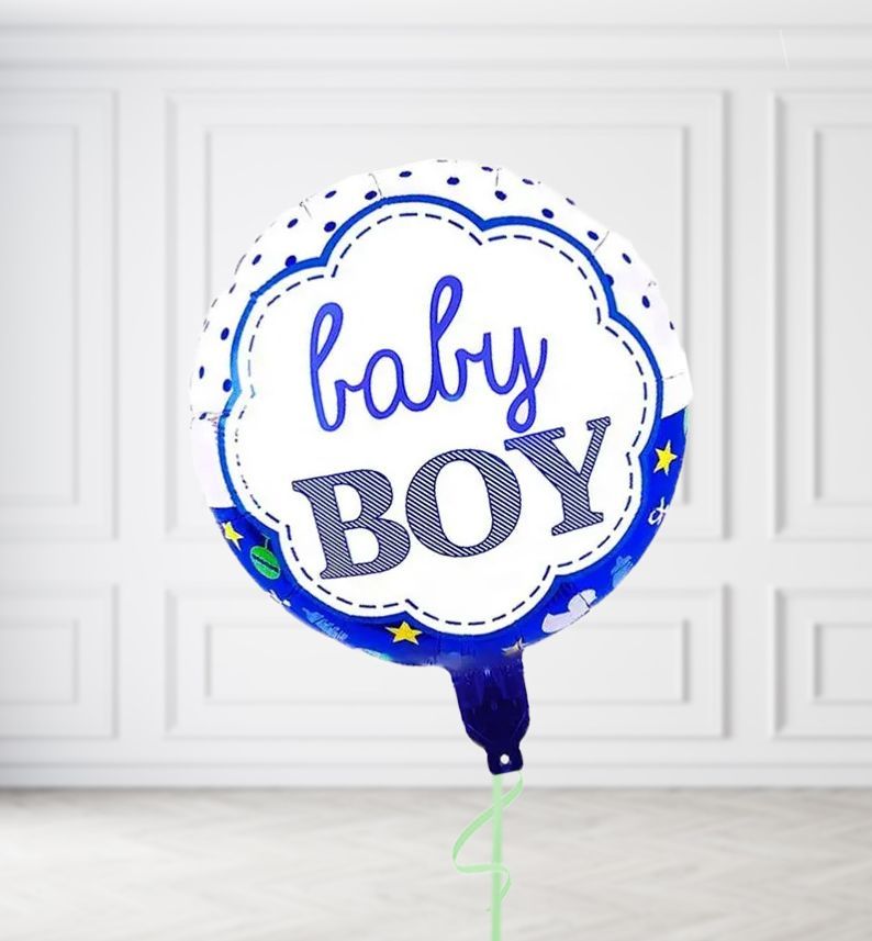 Blue Dots Baby Boy Balloons, Build a Helium Filled Bunch: No Extras, Build a Bouquet: No Extras