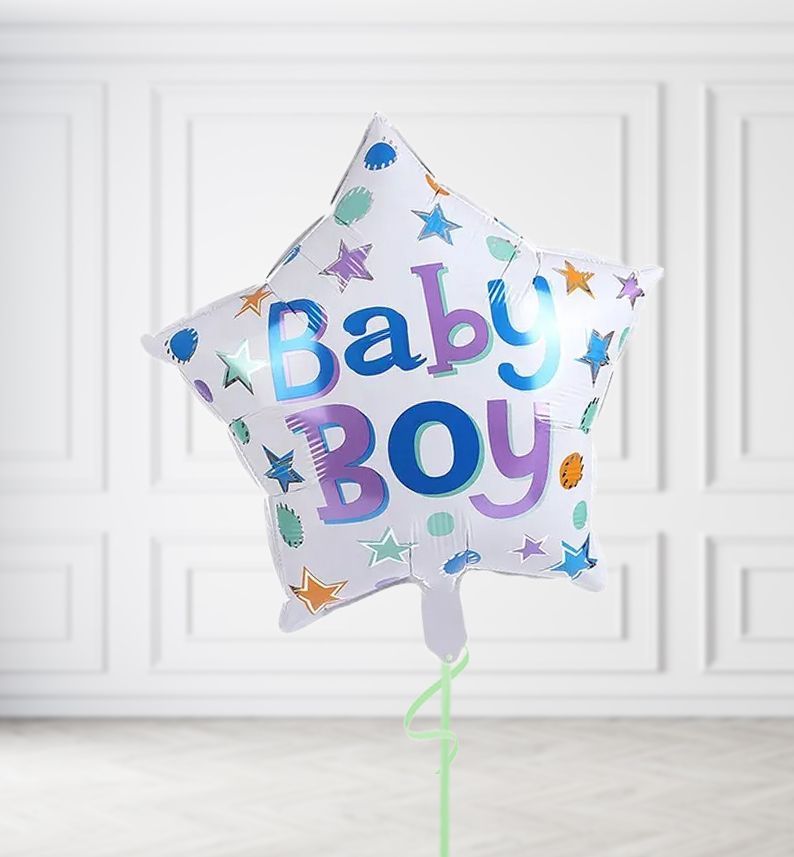 Baby Boy Star Balloons, Build a Helium Filled Bunch: No Extras, Build a Bouquet: No Extras