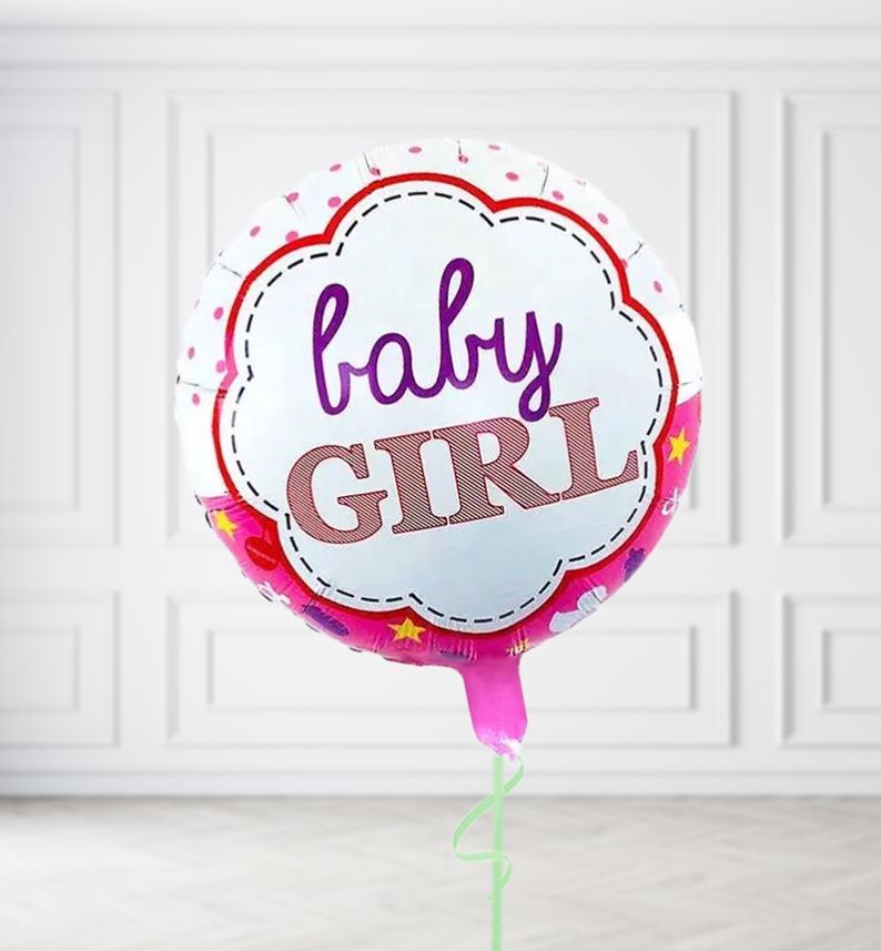 Pink Dots Baby Girl Balloons, Build a Helium Filled Bunch: No Extras, Build a Bouquet: No Extras