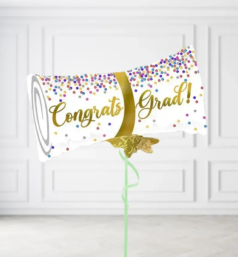 Congrats Grad Gold Scroll Balloons Congrats Grad Gold Scroll Balloons, Build a Helium Filled Bunch: No Extras, Build a Bouquet: No Extras