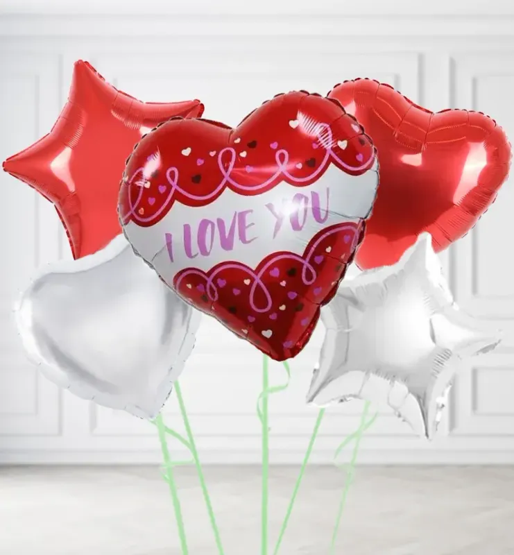 Red and White I love You Balloons