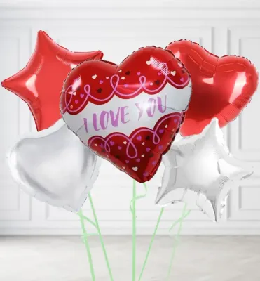 Red and White I love You Balloons