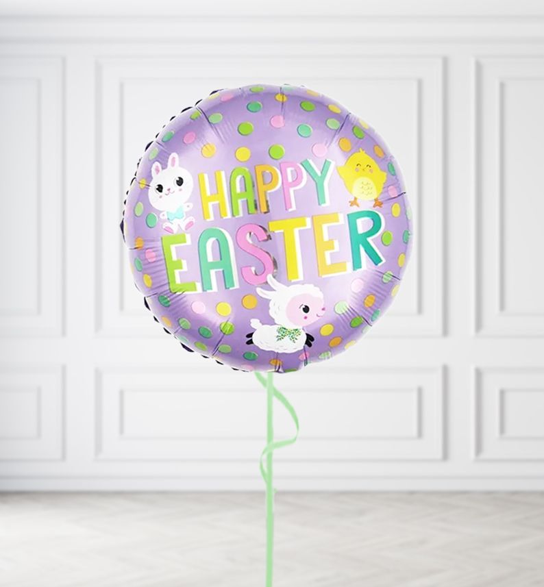 Purple Happy Easter Balloons, Build a Helium Filled Bunch: No Extras, Build a Bouquet: No Extras