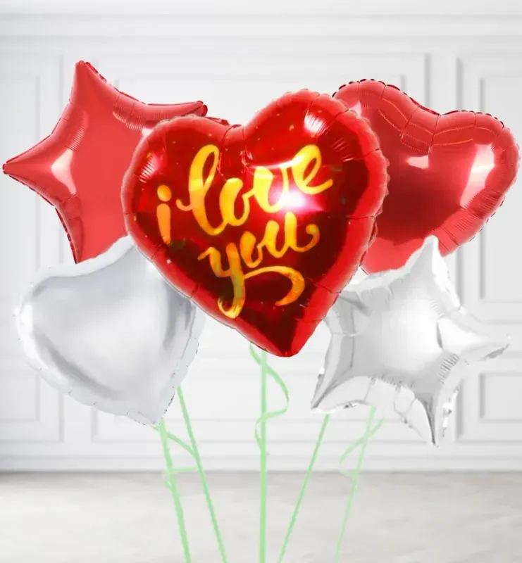 Red and Gold I Love You Balloons