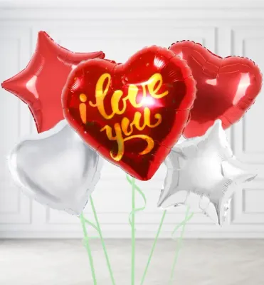 Red and Gold I Love You Balloons