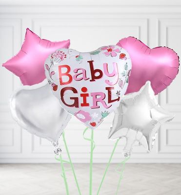 Baby Girl Heart Balloons